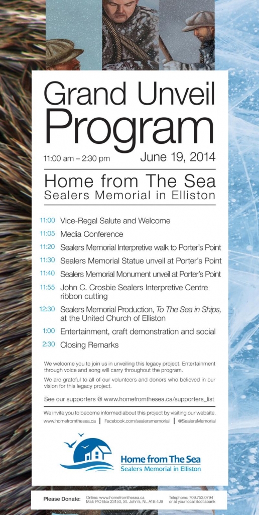 Coverage Elliston Sealers Memorial official opening Canadian Sealers